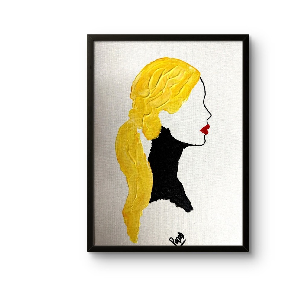 Papa Diouf Original Acrylic Painting Blonde Woman Portrait 9x12 Canvas New